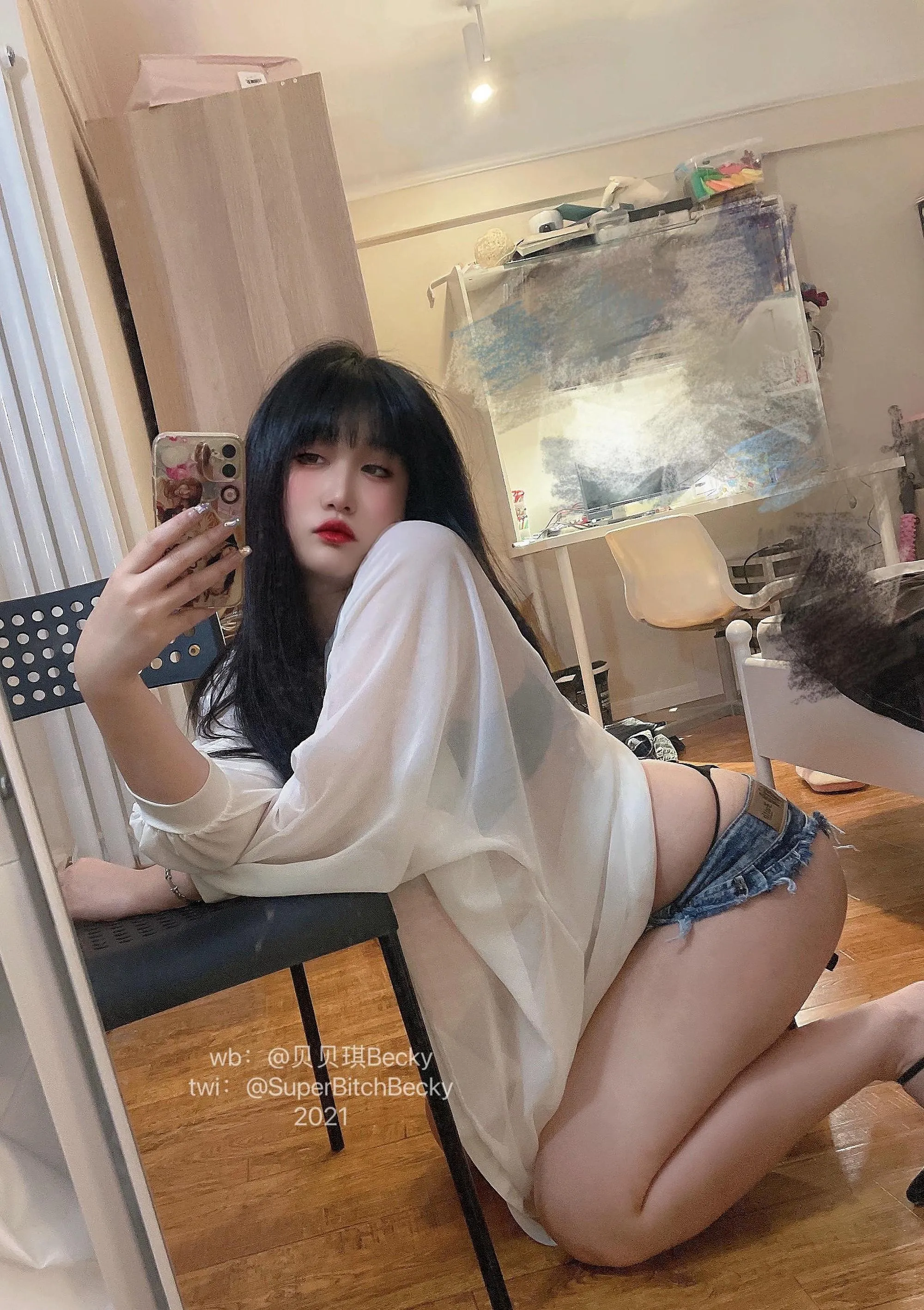 贝贝琪Becky – NO.019 对镜黑发辣妹 [105P]插图4